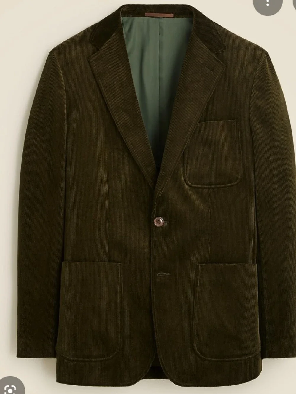 J Crew Crosby Classic-fit suit jacket in Italian corduroy CL269 44R Green